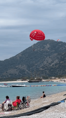 Beach day documented in Fethiye with parasailing, relaxation activities