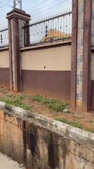 Man carries plastic bundle on head in Onitsha street scene