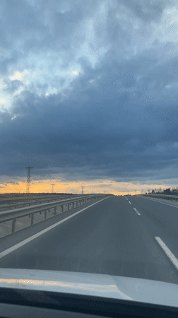Empty highway captured at dusk in Arnavutköy, Turkey