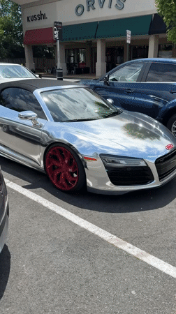 Silver Audi R8 Spyder spotted at Tysons shopping center