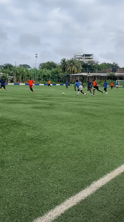 Football training session on artificial turf in Accra, Ghana.