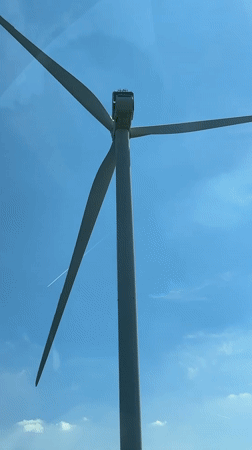 Wind turbines filmed in Dutch countryside near Lelystad