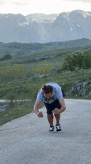 Man performs backflip on road in Montenegro village