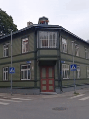 Tallinn wooden residential street, mixed old and modern architecture