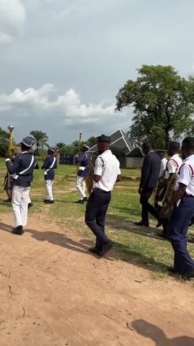 Youth marching band parades through Mararaba, Nigeria
