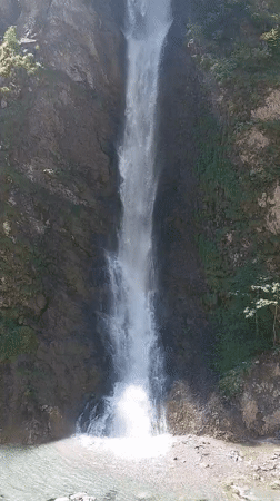 Inside a steep Austrian gorge on a bright summer morning