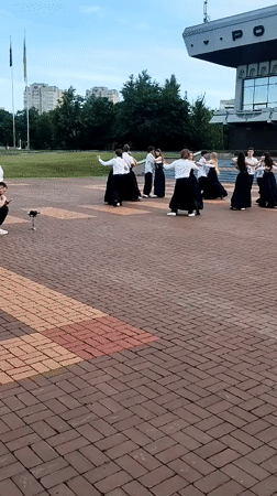 Outdoor performance and park scenes in central Sumy, Ukraine