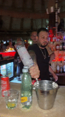 Fire bar tricks at a thatched-roof club in Nesebar