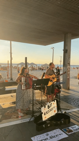 Live music and breakdancing along Tel Aviv's beachfront promenade
