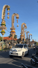 Traditional Penjor festival decorations documented across Bali streets