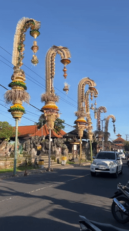 Traditional Penjor festival decorations documented across Bali streets