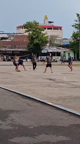 Young people play casual soccer games in Lhokseumawe parks
