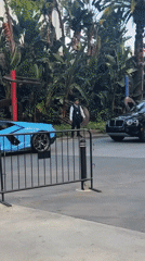 Late-night activity documented at Los Angeles arena entrance