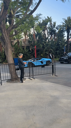 Late-night activity documented at Los Angeles arena entrance