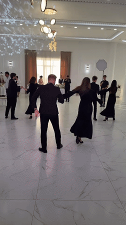 Wedding reception dancing in a Moldova banquet hall