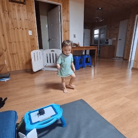 Toddler's morning at home in Dunnae-myeon, South Korea