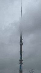 Ostankino Tower disappears into Moscow fog