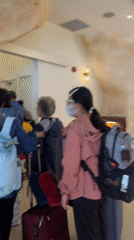 Inside a hotel or spa — decor, staff, and arriving guests