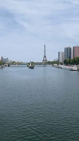 Boats on the Seine with the Eiffel Tower in view