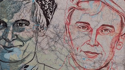 Unconventional portrait art exhibition documented in Agryz, Russia