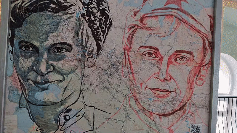 Unconventional portrait art exhibition documented in Agryz, Russia