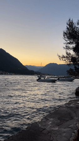 Evening life documented in Dobrota coastal town