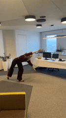 Woman performs office cartwheel in Riga, documented with #YOLO