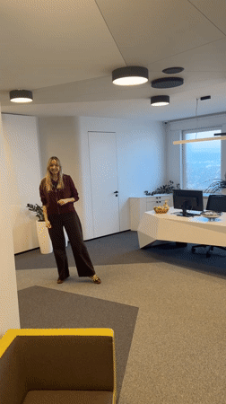 Woman performs office cartwheel in Riga, documented with #YOLO
