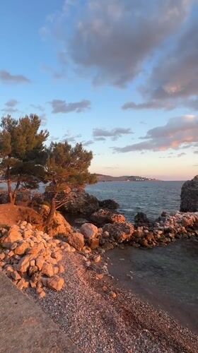 Sunset documented along Montenegro's Adriatic coast in Bar, Šušanj