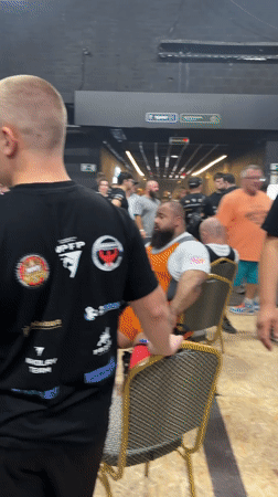 Inside a weightlifting competition venue in Khimki, Russia