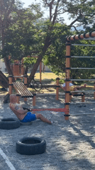 Morning calisthenics session at an outdoor park in Budva