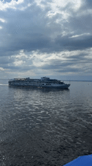 Passenger ship Kozma Minin underway on calm Russian waters