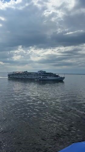 Passenger ship Kozma Minin underway on calm Russian waters