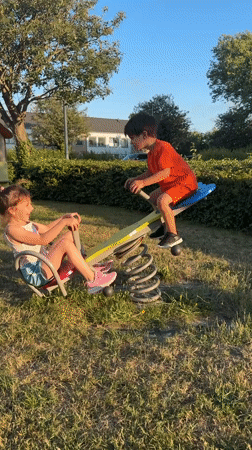 Seesaw time at a park in Petten, Netherlands