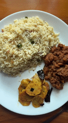Mountain morning in Bhatta: a simple meal and forested hillside views