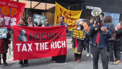 Small 'Tax the Rich' protest held on NYC street