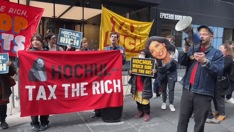 Small 'Tax the Rich' protest held on NYC street