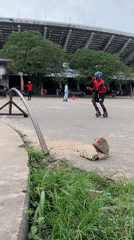 Rollerblading tricks at a Lagos skate spot