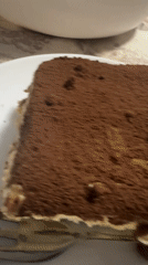 Tiramisu dessert documented during afternoon meal in Varna Bulgaria