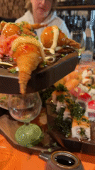 Elaborate sushi display documented at Batumi restaurant