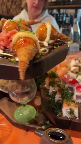 Elaborate sushi display documented at Batumi restaurant