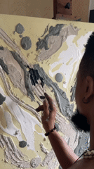 Artist Creates Abstract Painting in Ado Studio Session