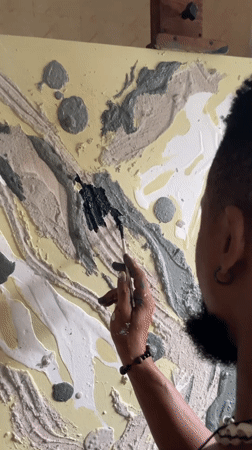Artist Creates Abstract Painting in Ado Studio Session