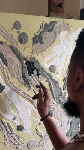Artist Creates Abstract Painting in Ado Studio Session