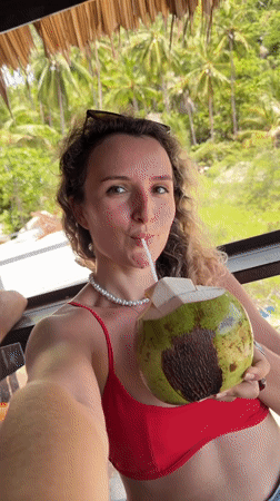 Fresh coconut drink on Ko Tao island