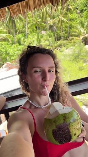 Fresh coconut drink on Ko Tao island