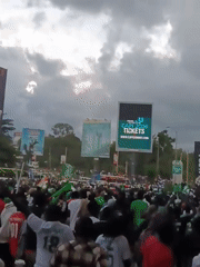 Celebrating crowd in green, white gathers on Nairobi streets