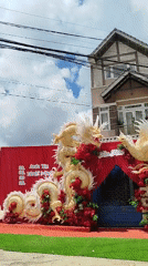 Wedding preparations with dragon decorations spotted in Đà Lạt