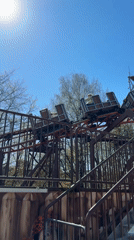 Moscow amusement park busy with various rides operating Sunday morning
