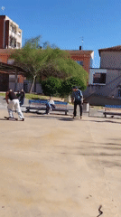 Two skateboarders enjoy sunny afternoon in Rubí park
